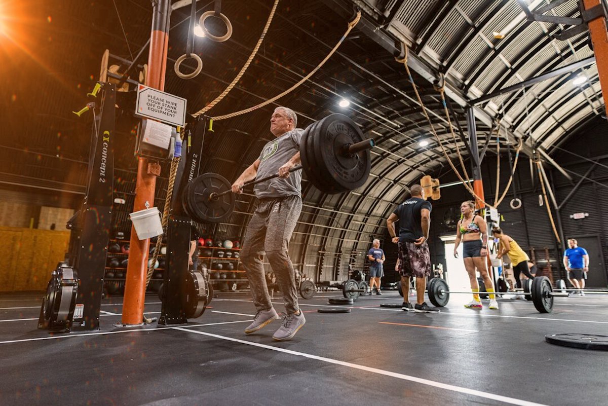 CrossFit in an airplane hangar